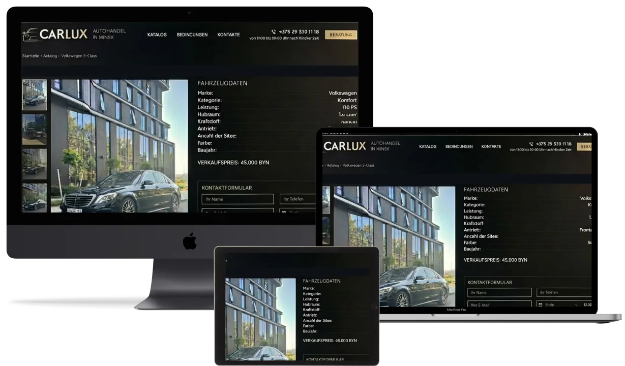 Digitales Portal für Luxus-Gebrauchtwagenhandel